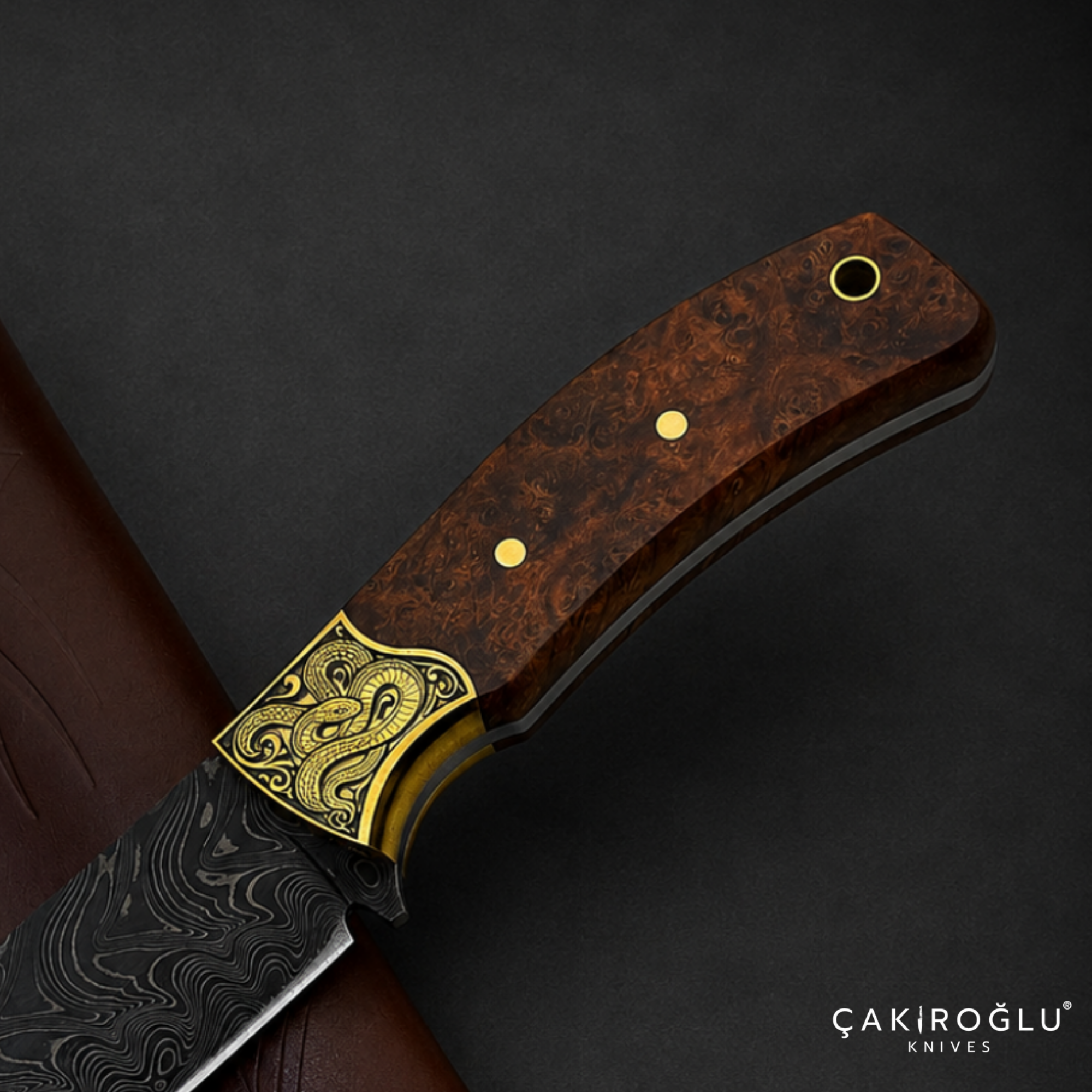 Damascus Steel Custom Hunting Knife - Handmade Bushcraft
