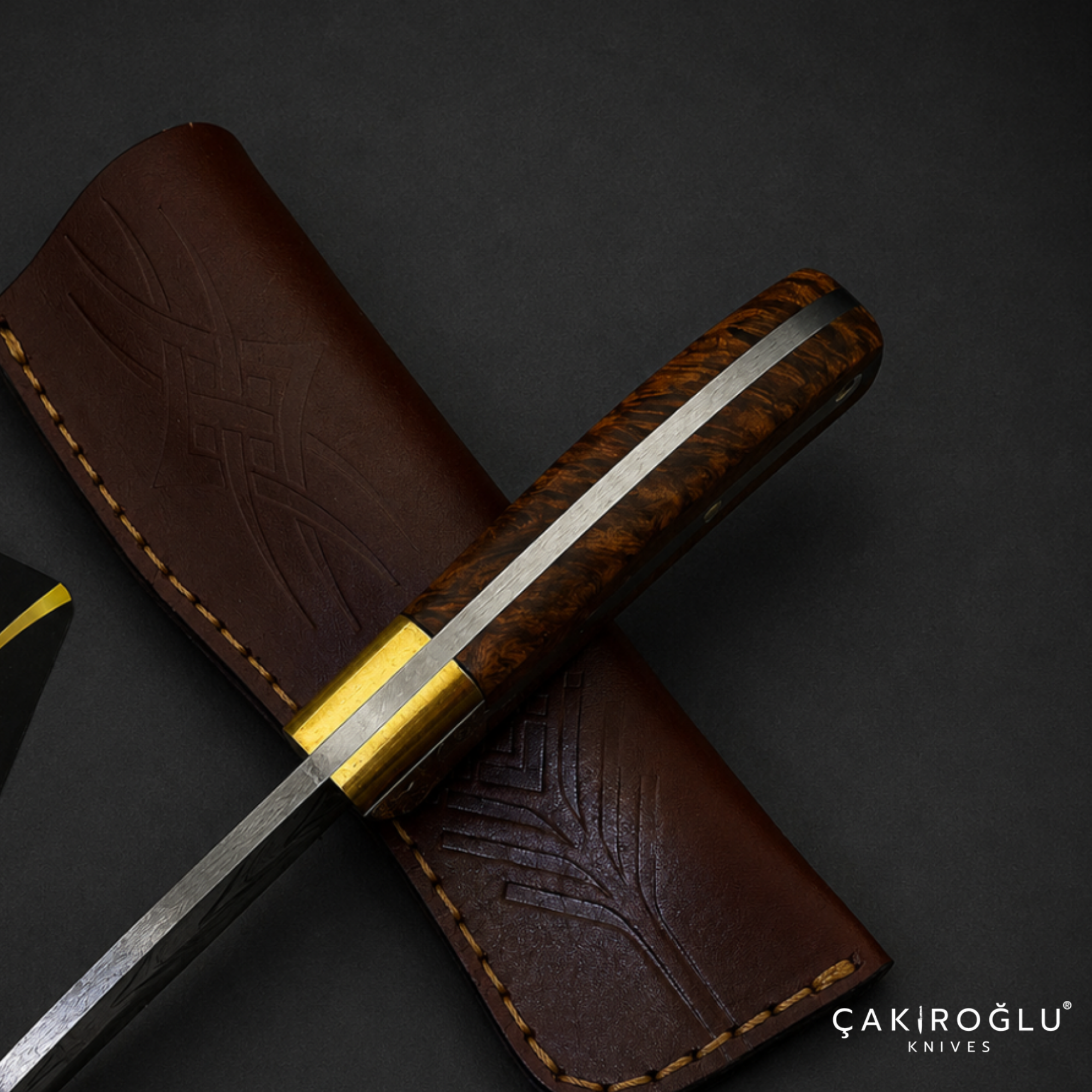 Damascus Steel Custom Hunting Knife - Handmade Bushcraft