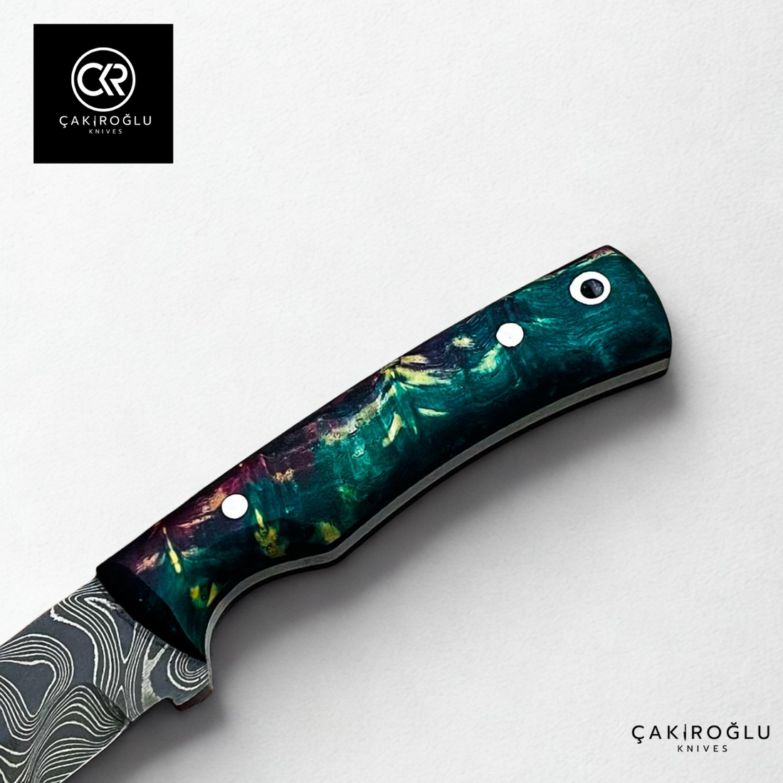 Handcrafted Custom-made Damascus Steel & Stabilized Handle Hunting Knife