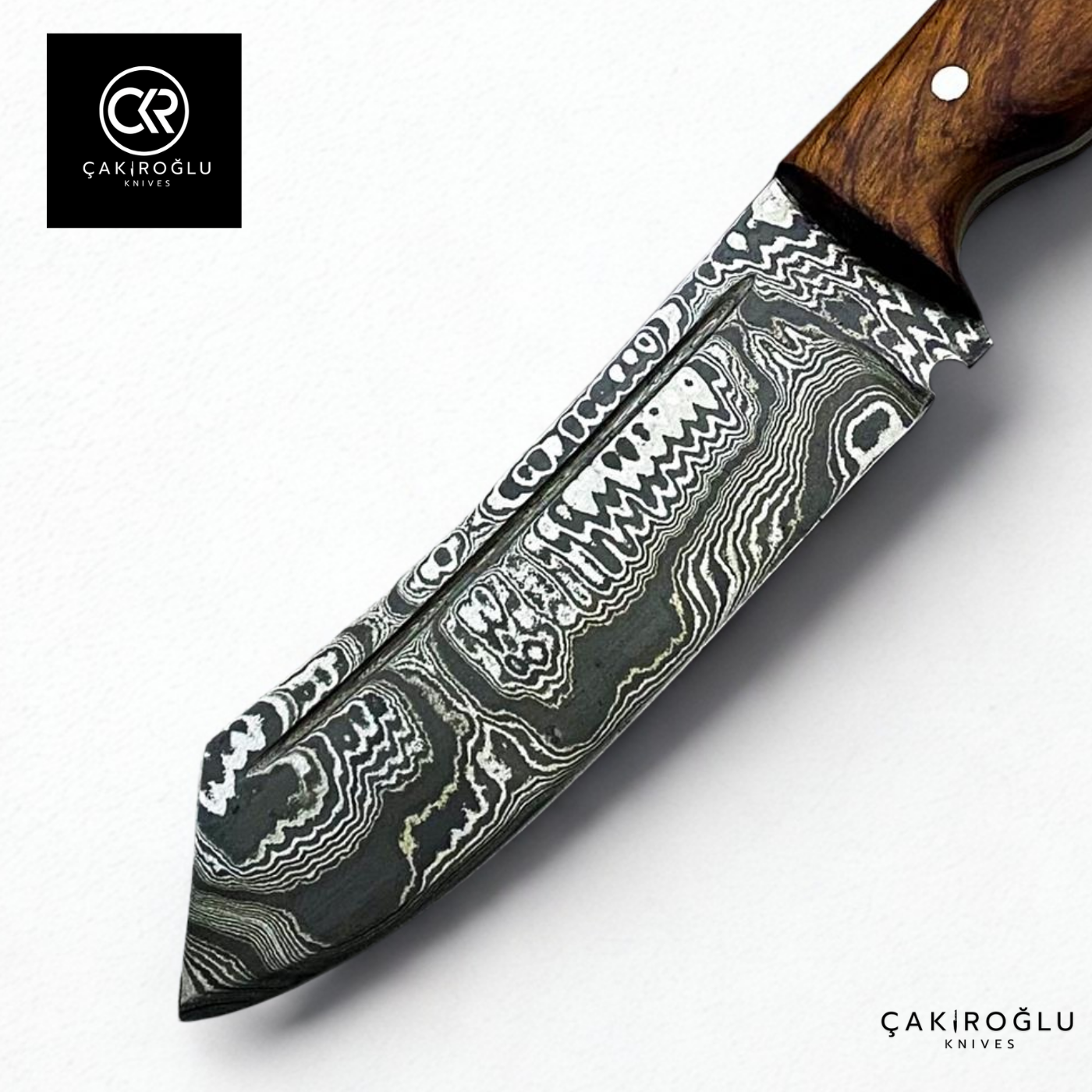 Handcrafted Custom-made Damascus Steel & Rosewood Handle Hunting Knife