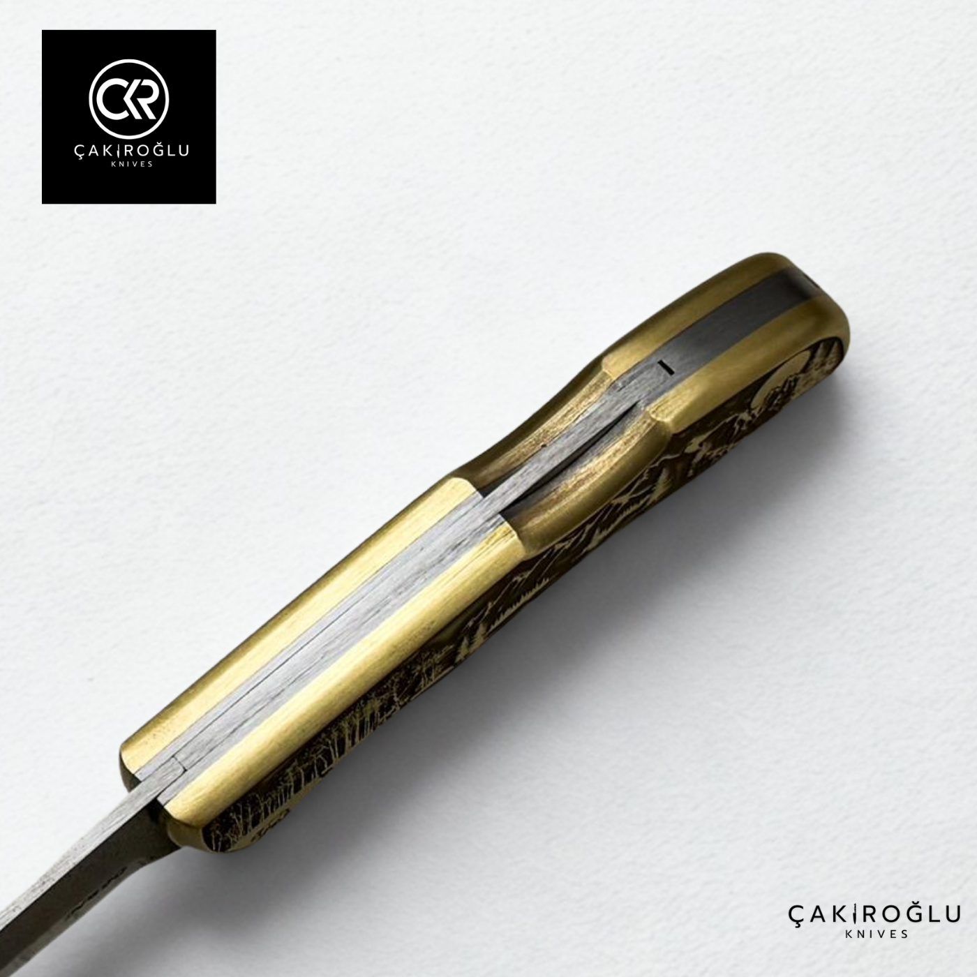 Showy Limited Edition Large Size Handcrafted Custom-made Folding Collectible Knife - N690 Böhler Steel & Engraved Brass Handle