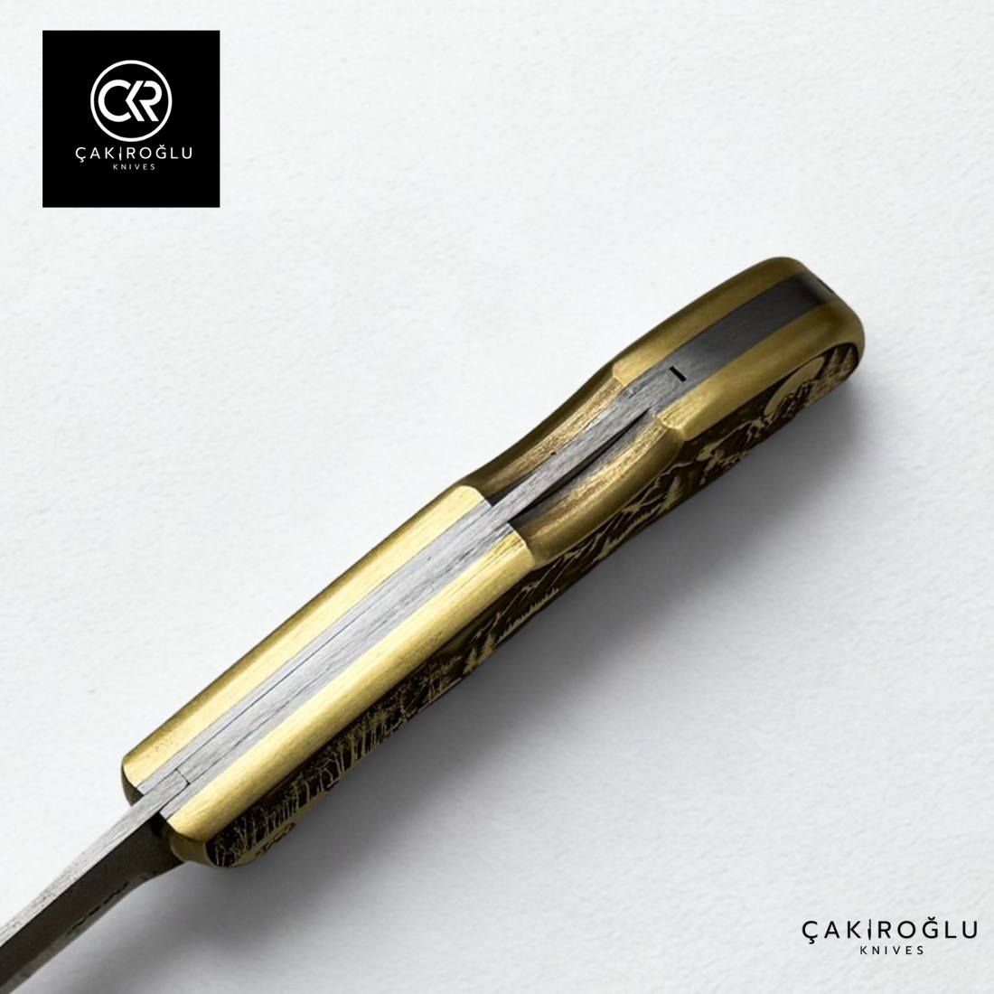 Showy Limited Edition Large Size Handcrafted Custom-made Folding Collectible Knife - N690 Böhler Steel & Engraved Brass Handle