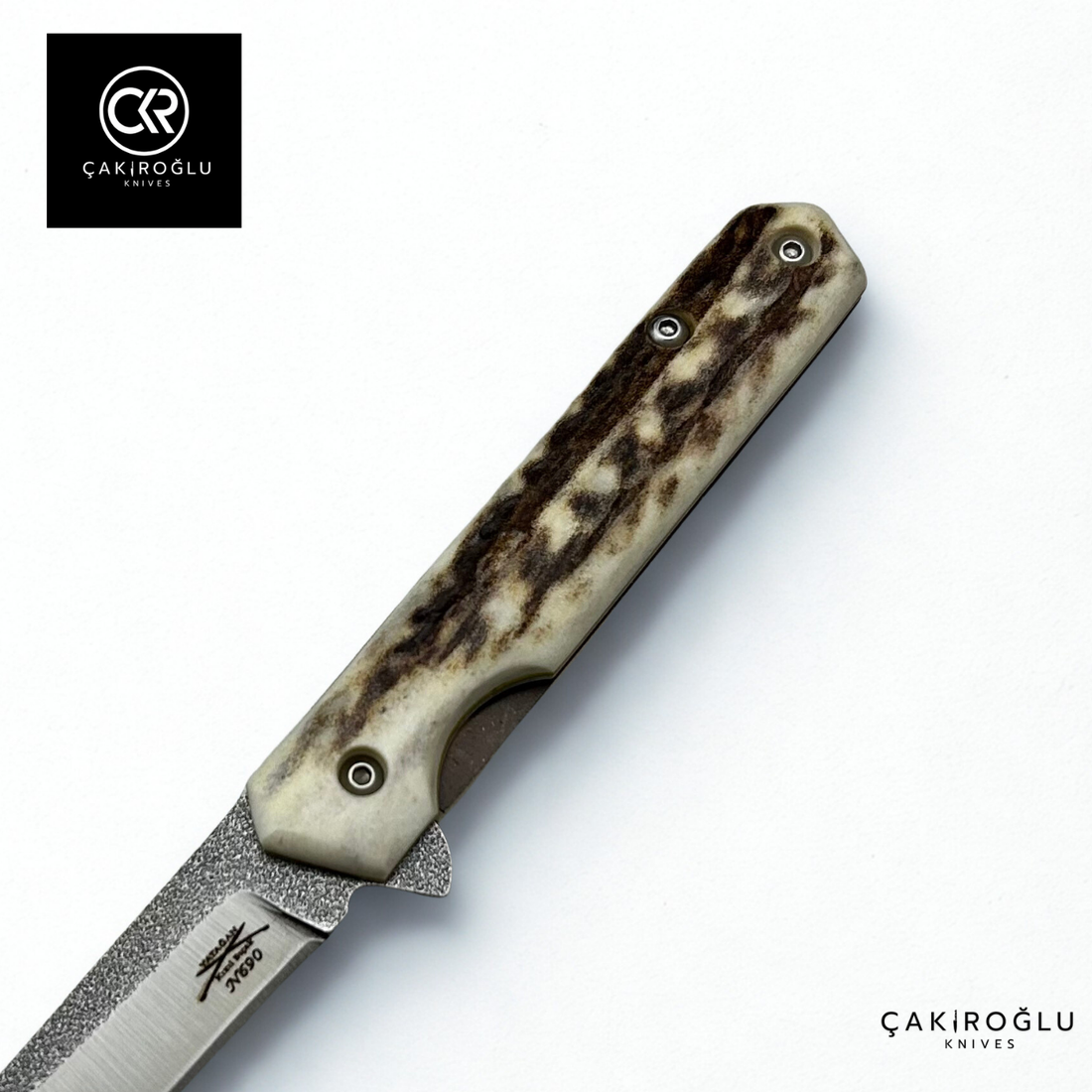 116 Gentleman V2 - Handcrafted N690 Böhler Steel Folding Knife with Deer Antler Handle