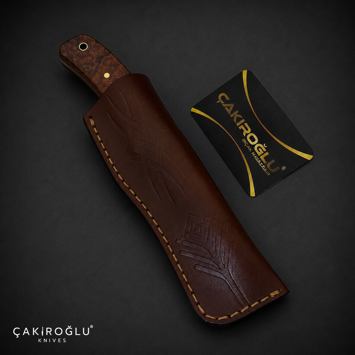 Damascus Steel Custom Hunting Knife - Handmade Bushcraft