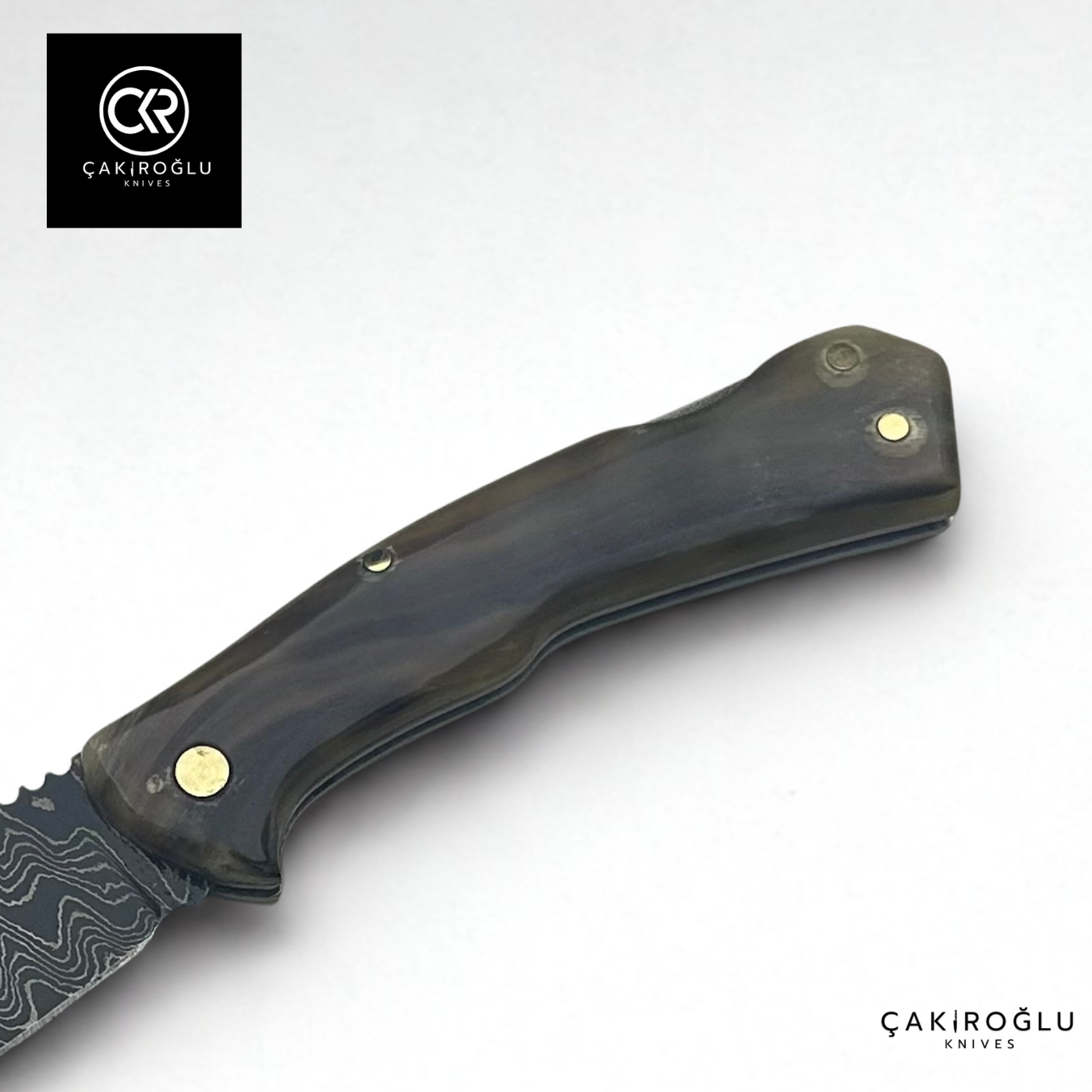 Handcrafted Custom Classic Style Folding Knife - Damascus Steel & Ram Horn Handle