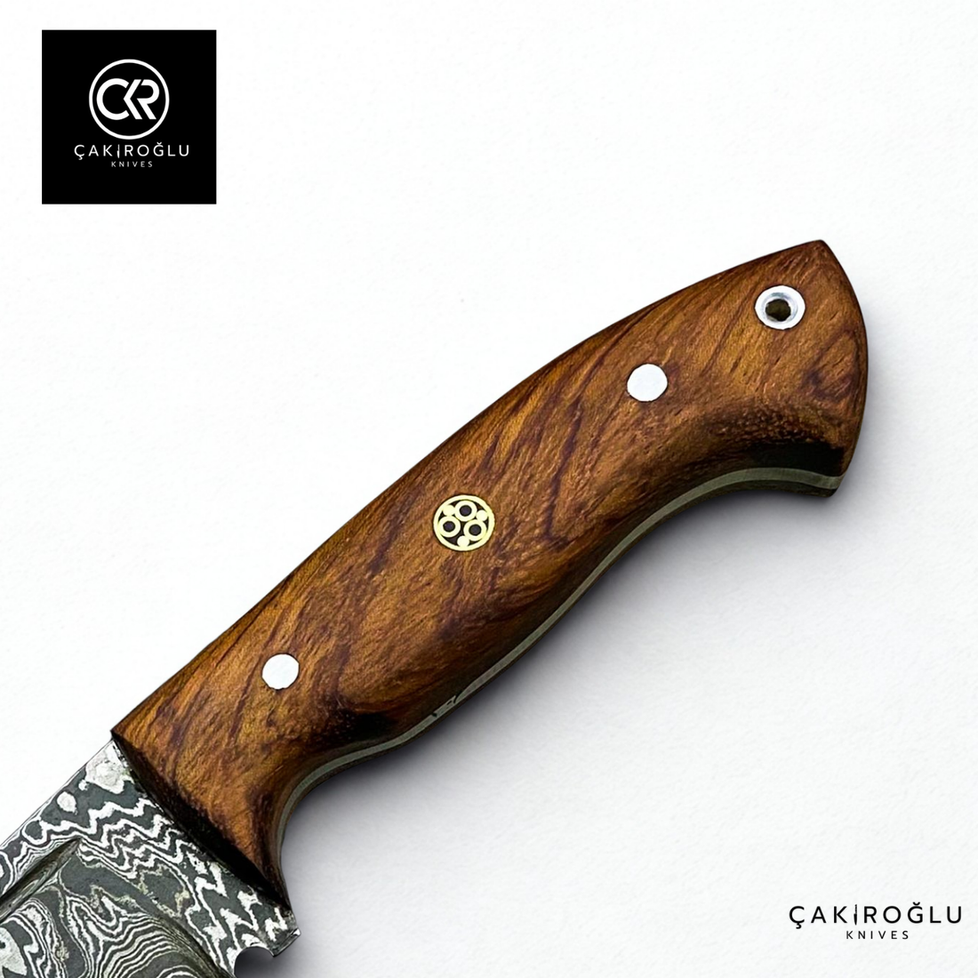 Handcrafted Custom-made Damascus Steel & Rosewood Handle Hunting Knife