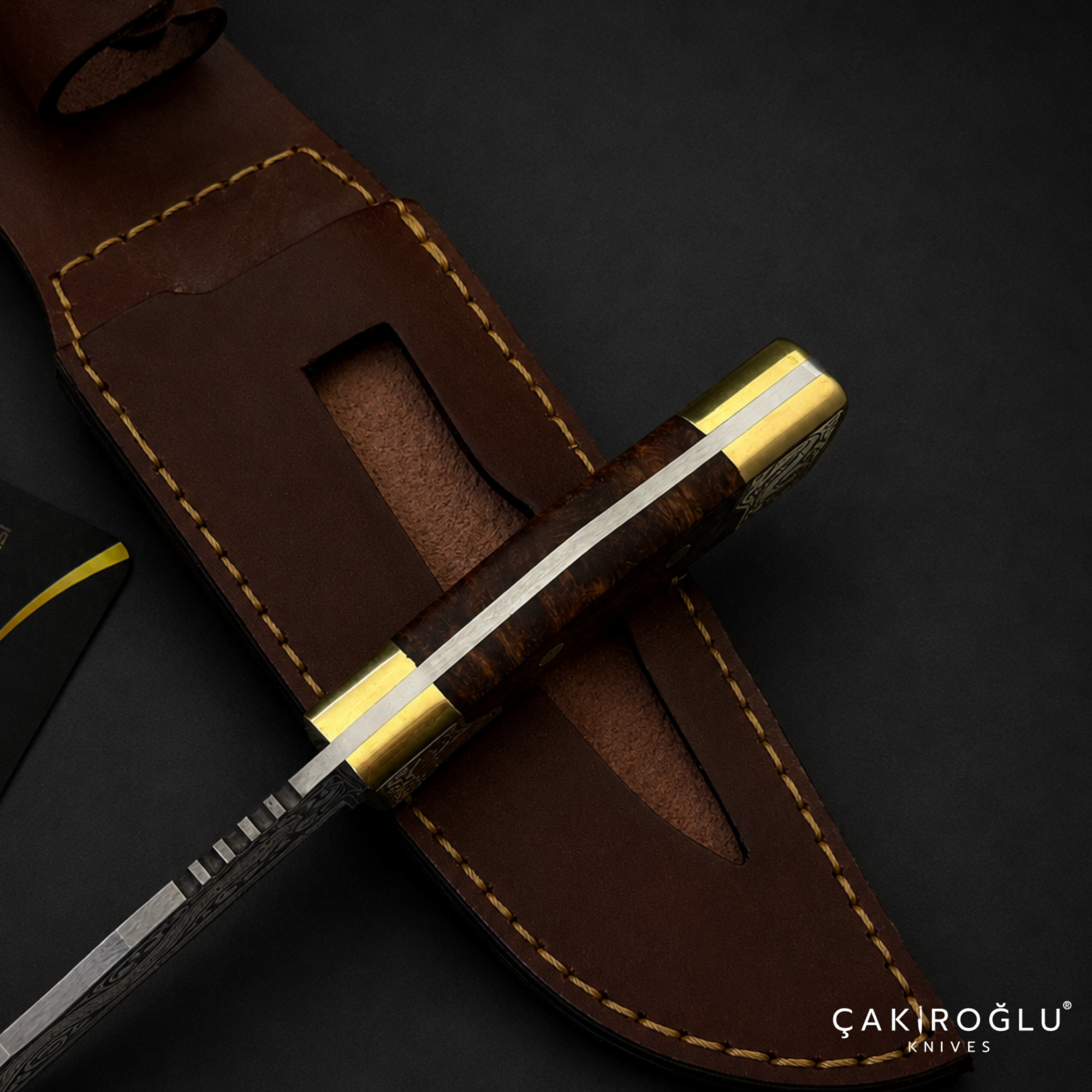 Handmade N690 Knife, 24K Gold Inlay, Stabilize Handle, Custom Red Velvet Box