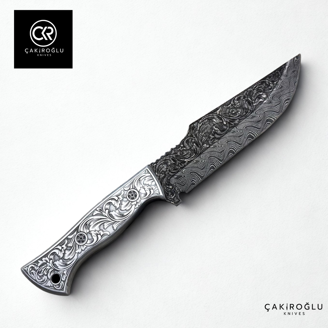 Limited Edition 2025 – Handcrafted Collectible Engraved Damascus Hunting Knife