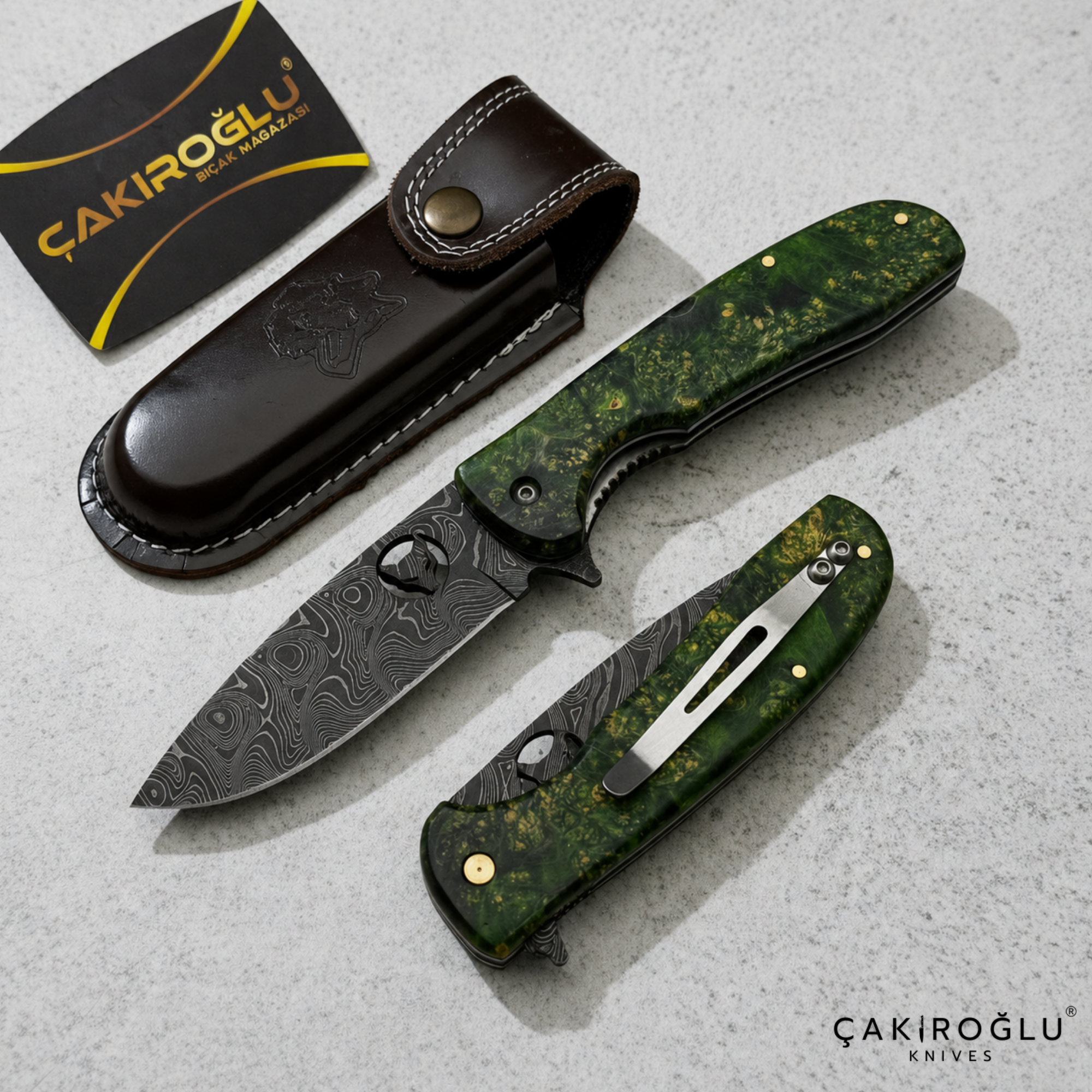 Handmade Damascus Folding Pocket Knife: Stabilize Handle