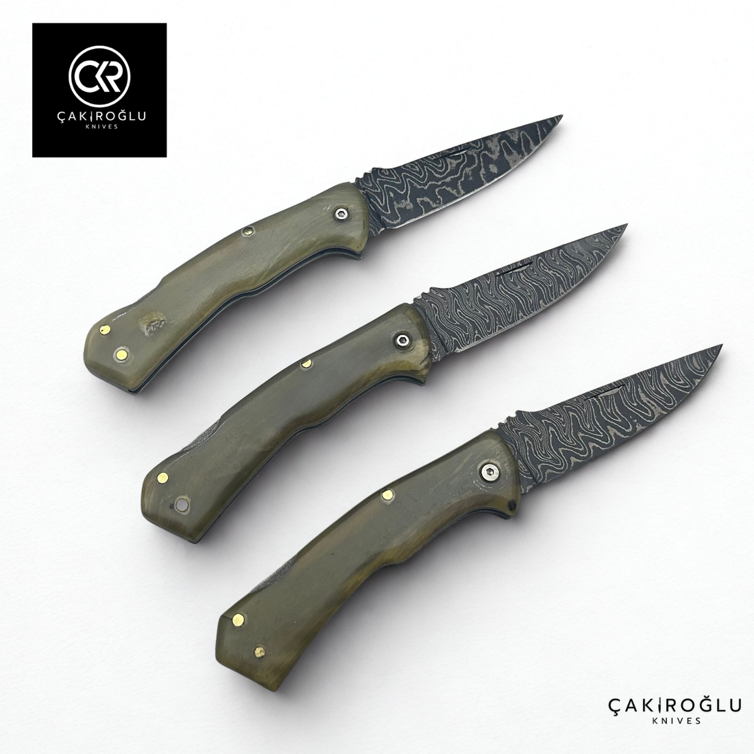 Handcrafted Custom Classic Style Folding Knife - Damascus Steel & Ram Horn Handle