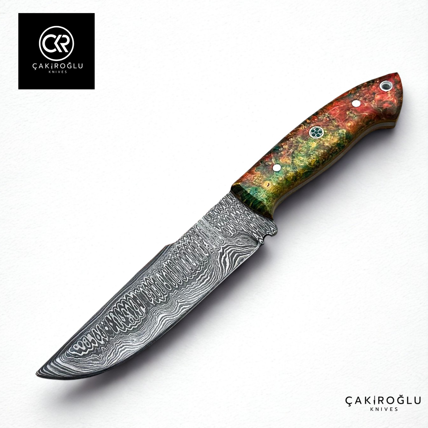 Handcrafted Custom-made Damascus Steel & Stabilized Handle Hunting Knife