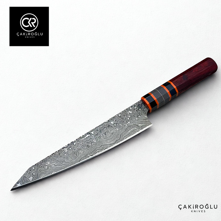 Handcrafted Professional Santoku Model Chef Knife with Damascus Steel