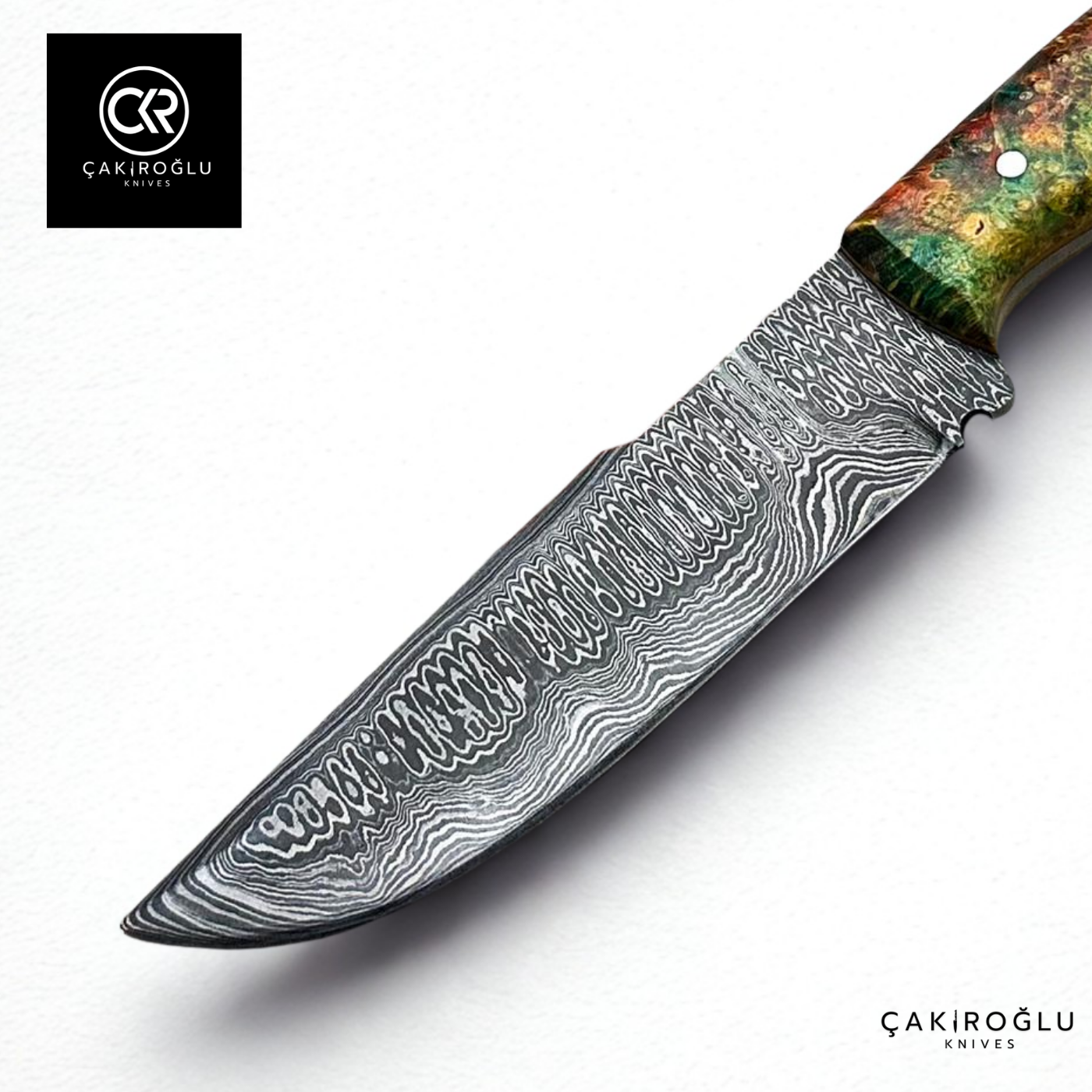 Handcrafted Custom-made Damascus Steel & Stabilized Handle Hunting Knife