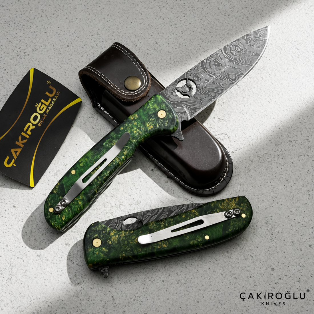 Handmade Damascus Folding Pocket Knife: Stabilize Handle