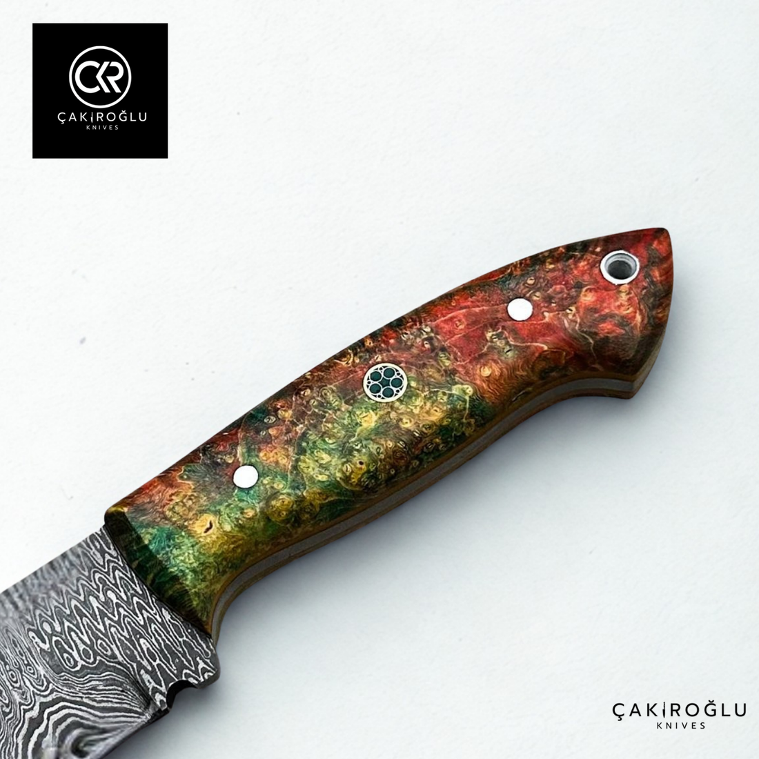 Handcrafted Custom-made Damascus Steel & Stabilized Handle Hunting Knife