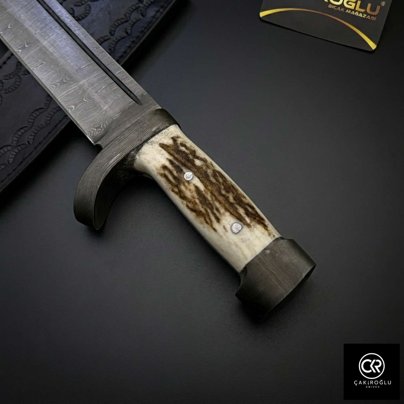 Çakıroğlu Handmade Custom-made Damascus Steel & Deer Antler Handle Machete