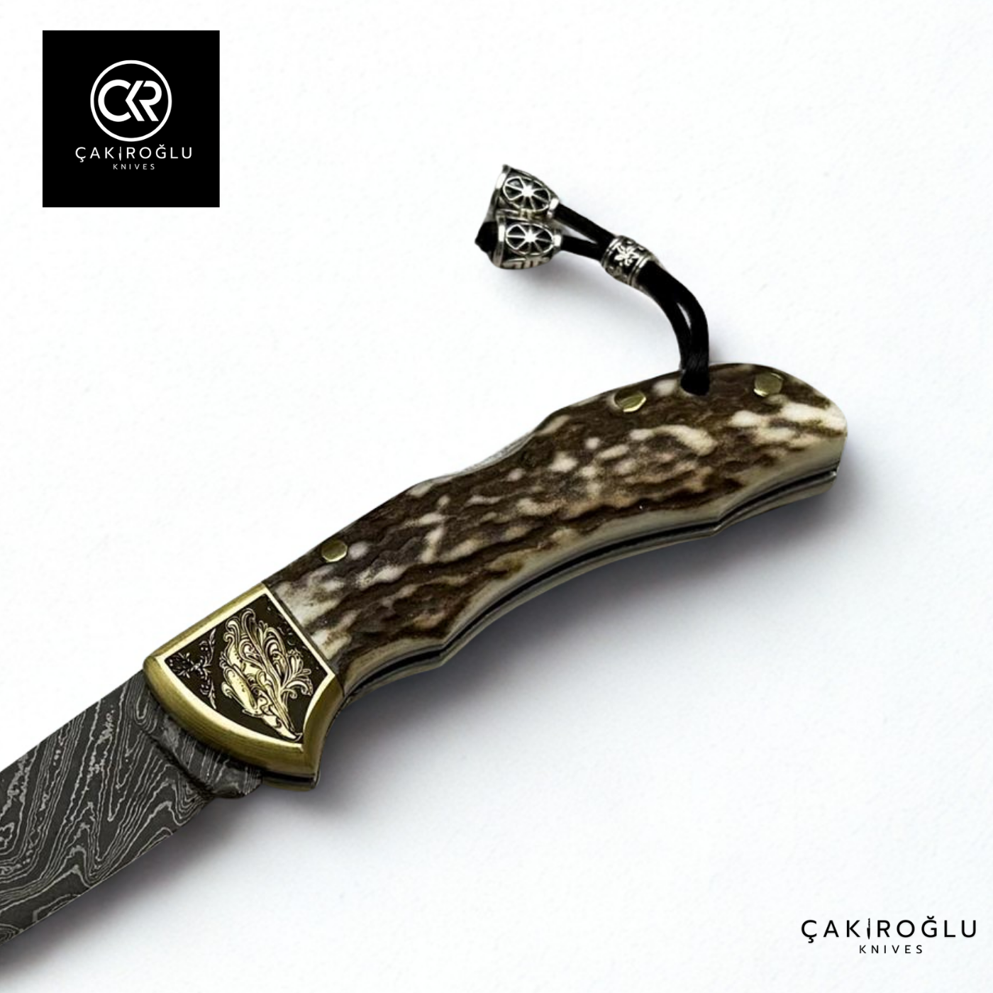 Showy Elite Small Size Handcrafted Custom-made Folding Knife - Damascus Steel & Engraved Apron