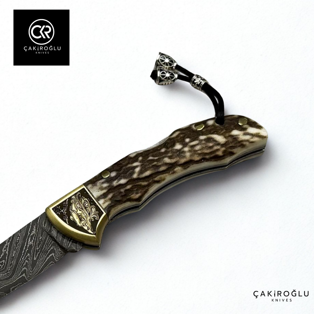 Showy Elite Small Size Handcrafted Custom-made Folding Knife - Damascus Steel & Engraved Apron