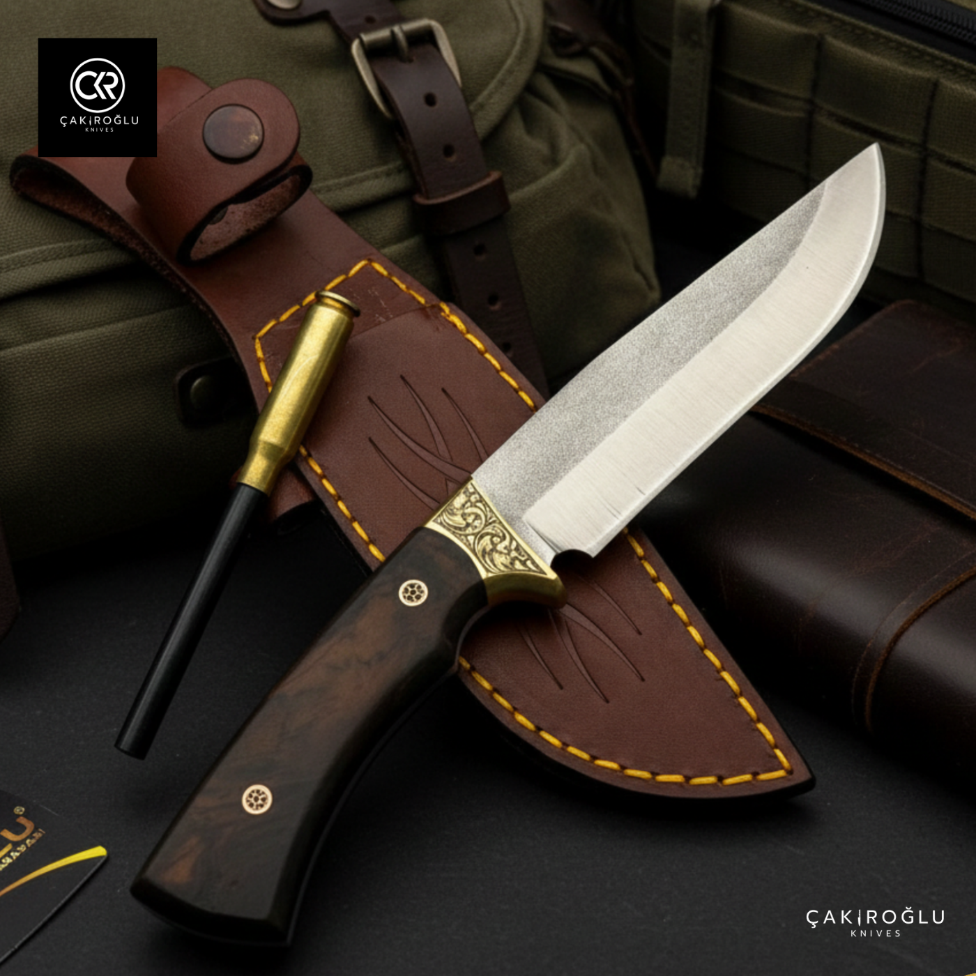 Handcrafted Custom-made Hunting Knife with Magnesium Bar