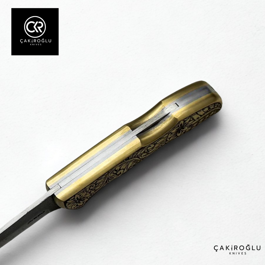 Showy Limited Edition Medium Size Handcrafted Custom-made Folding Collectible Knife - N690 Böhler Steel & Engraved Brass Handle