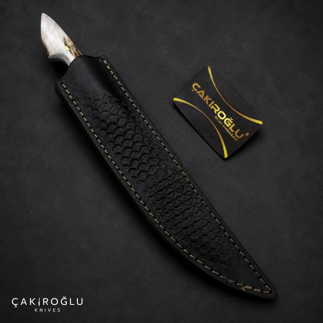 Çakıroğlu Handmade Custom-made Damascus Steel & Deer Antler Handle Knife