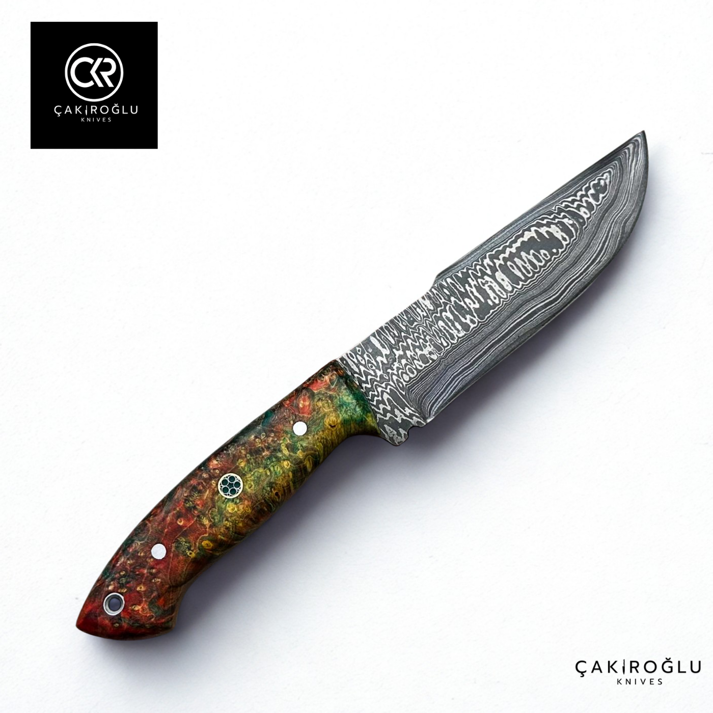 Handcrafted Custom-made Damascus Steel & Stabilized Handle Hunting Knife
