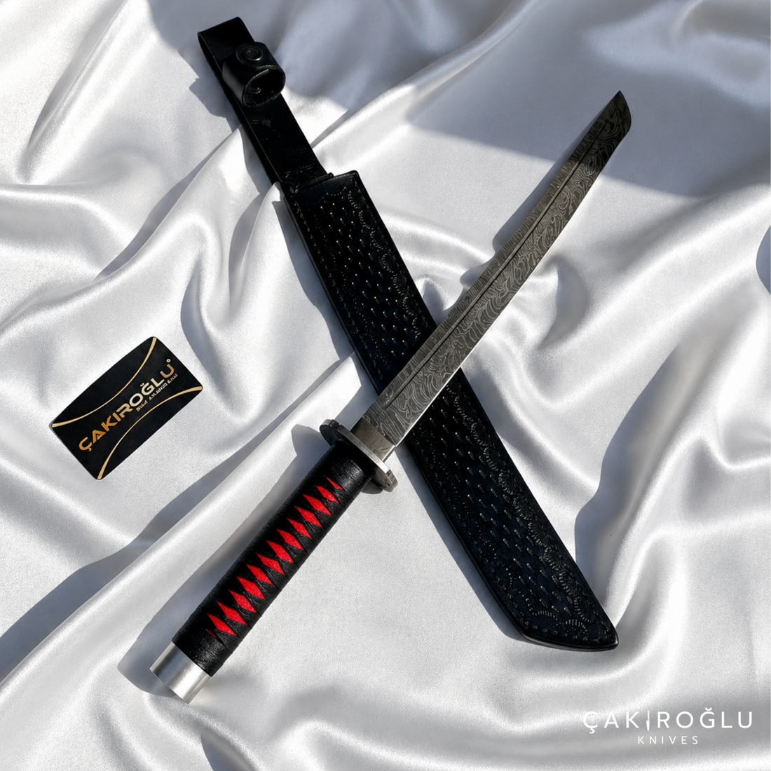 Handmade Damascus Steel Katana with Sheath: Real Samurai Sword, Wakizashi Sword