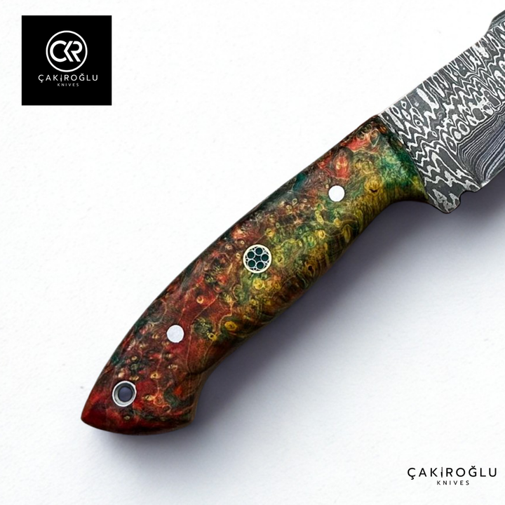 Handcrafted Custom-made Damascus Steel & Stabilized Handle Hunting Knife