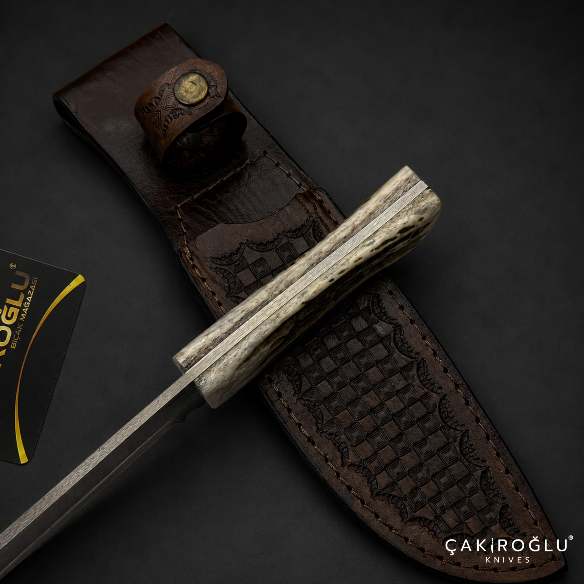 N690 Hunting Knife with Deer Antler Handle - Custom Handmade Nessmuk Knife