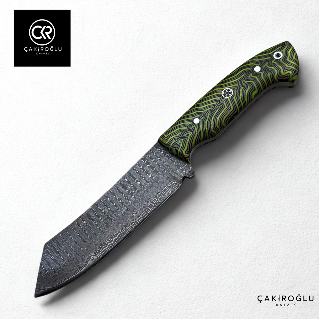 Handcrafted Custom-made Damascus Steel & G-carta Handle Hunting Knife