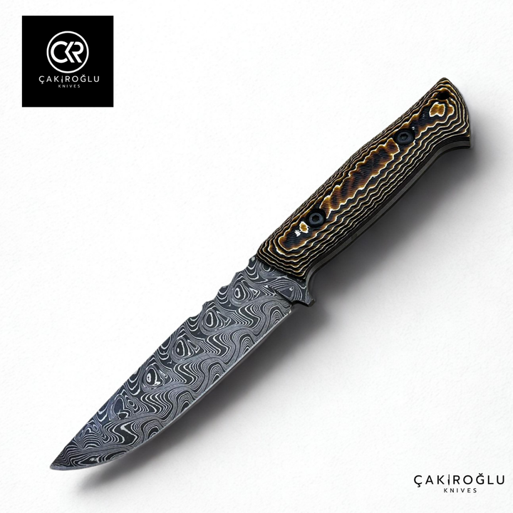 Handcrafted Damascus Steel Outdoor Hunting Knife - Verzalite Handle