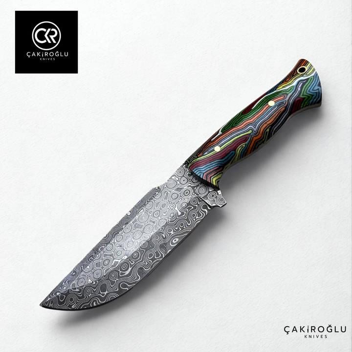 327 Mountaineer Spectrum - Limited Edition Handcrafted Custom-made Damascus Knife