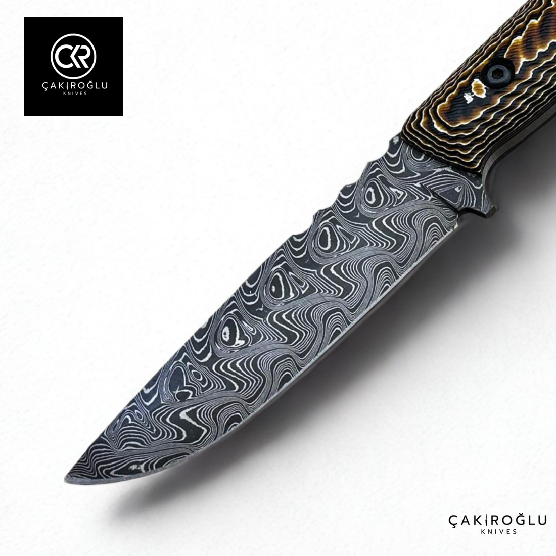 Handcrafted Damascus Steel Outdoor Hunting Knife - Verzalite Handle