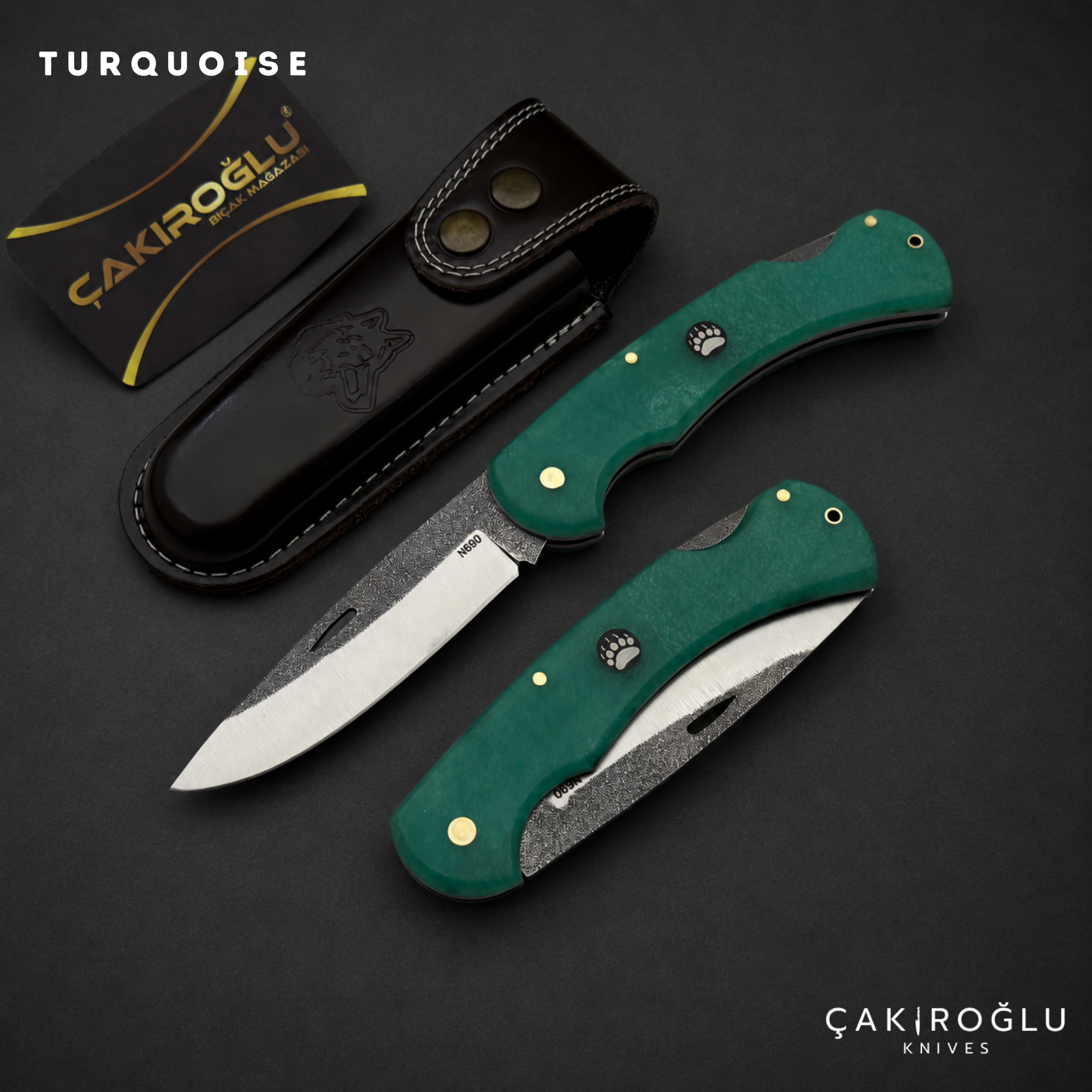 Folding Pocket Knife N690 Steel Handmade EDC Epoxy Handle