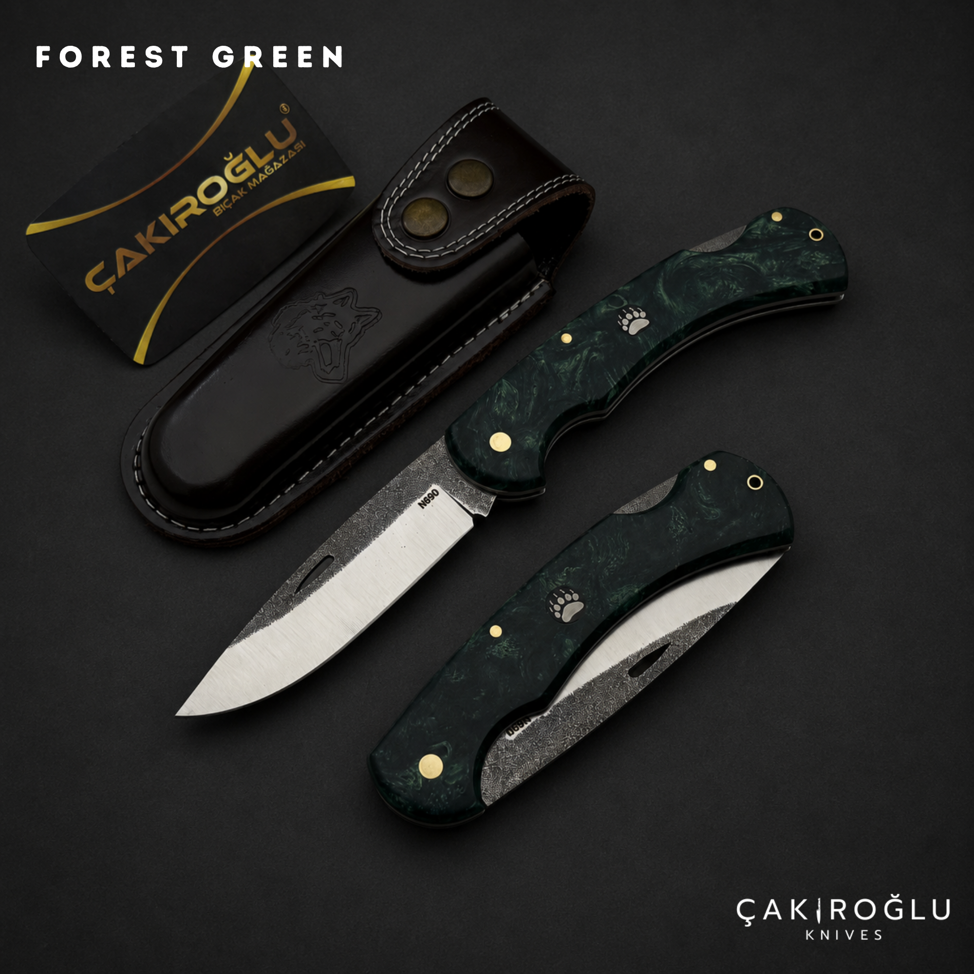 Folding Pocket Knife N690 Steel Handmade EDC Epoxy Handle