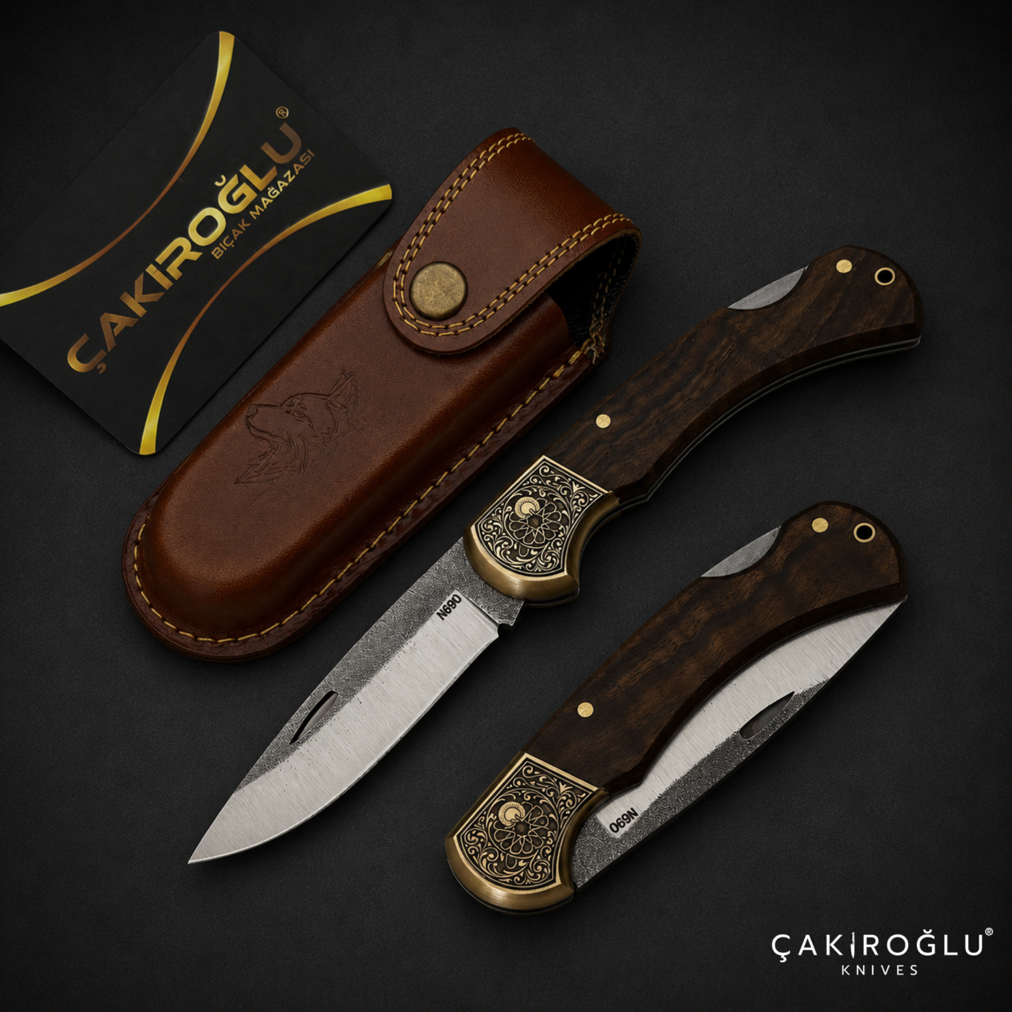 N690 Steel Custom Folding Pocket Knife - Handmade Edc with sheath