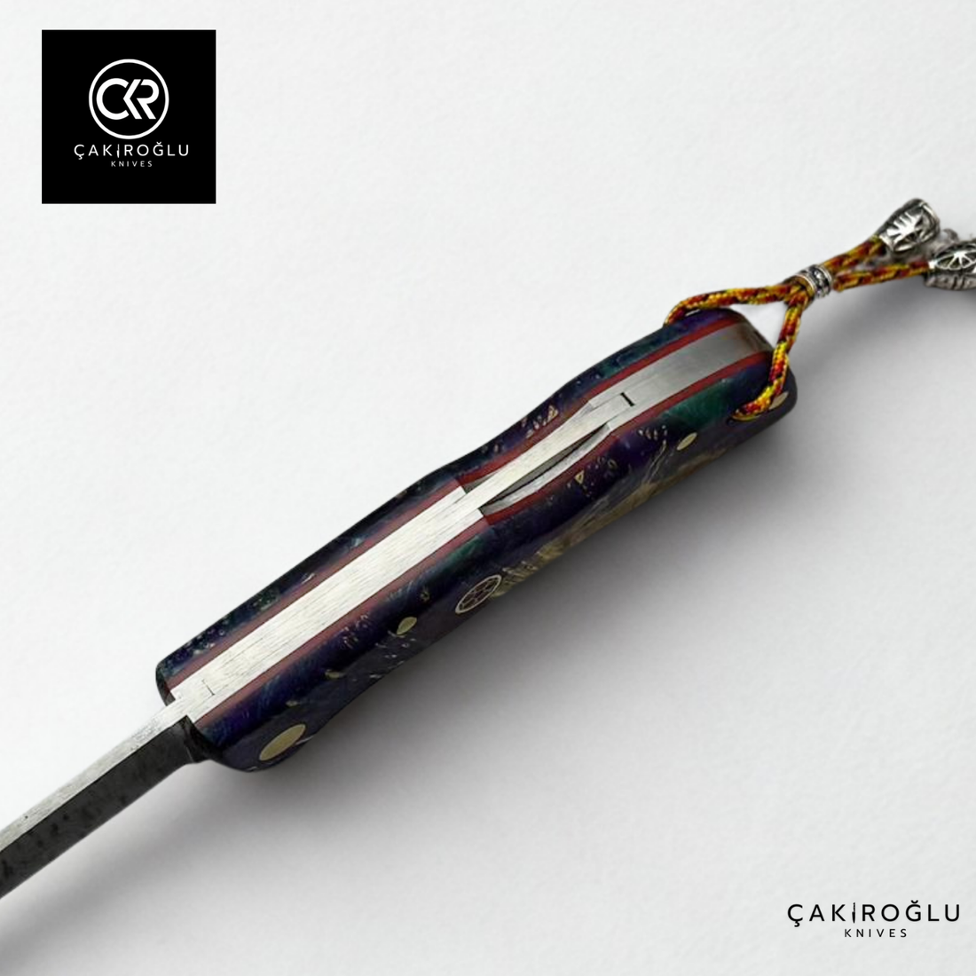 Showy Series Handcrafted Folding Knife - Damascus Steel & Stabilized Wood Handle