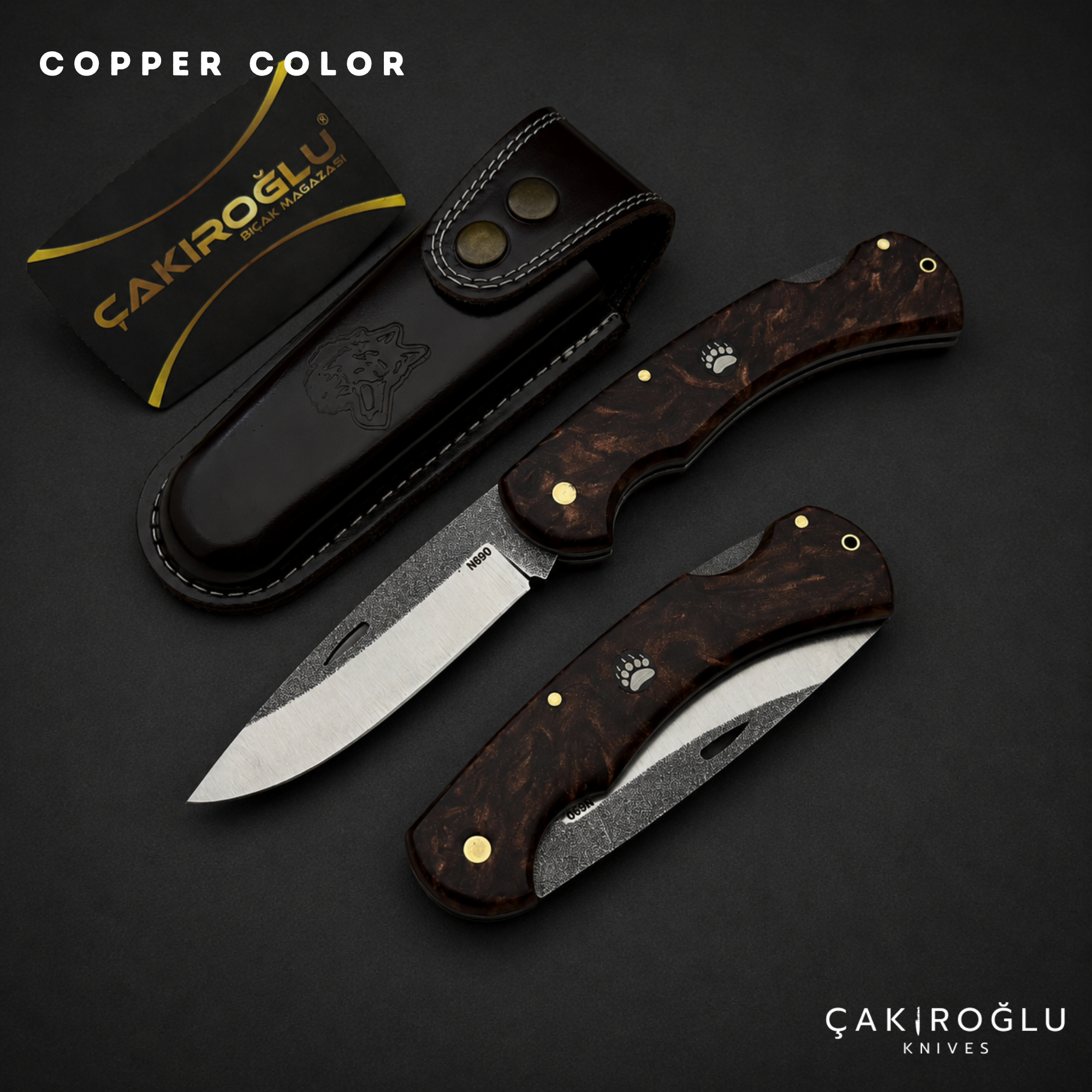 Folding Pocket Knife N690 Steel Handmade EDC Epoxy Handle