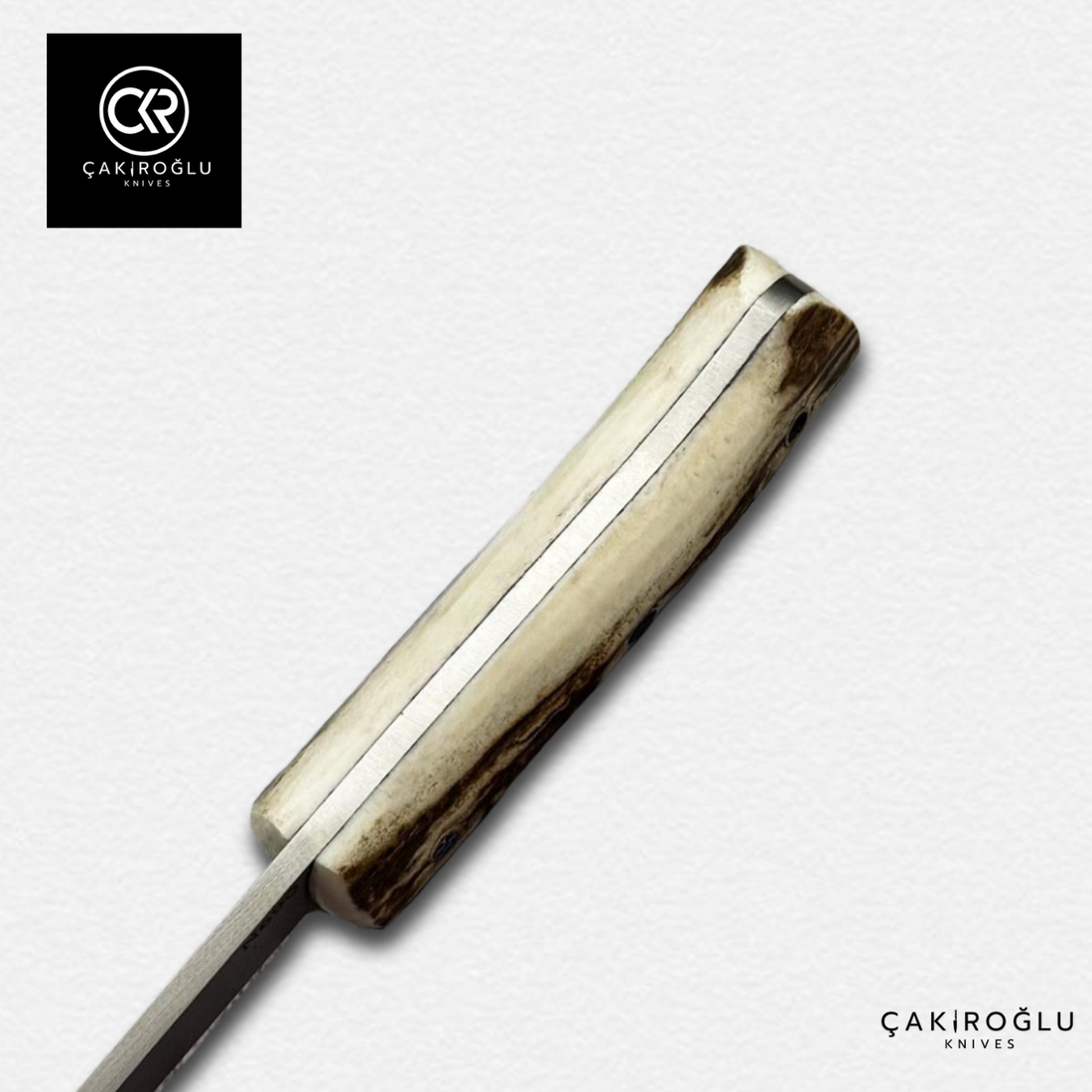 Handcrafted Custom-made Bushcraft Hunting Knife & Deer Antler Handle and Magnesium Bar