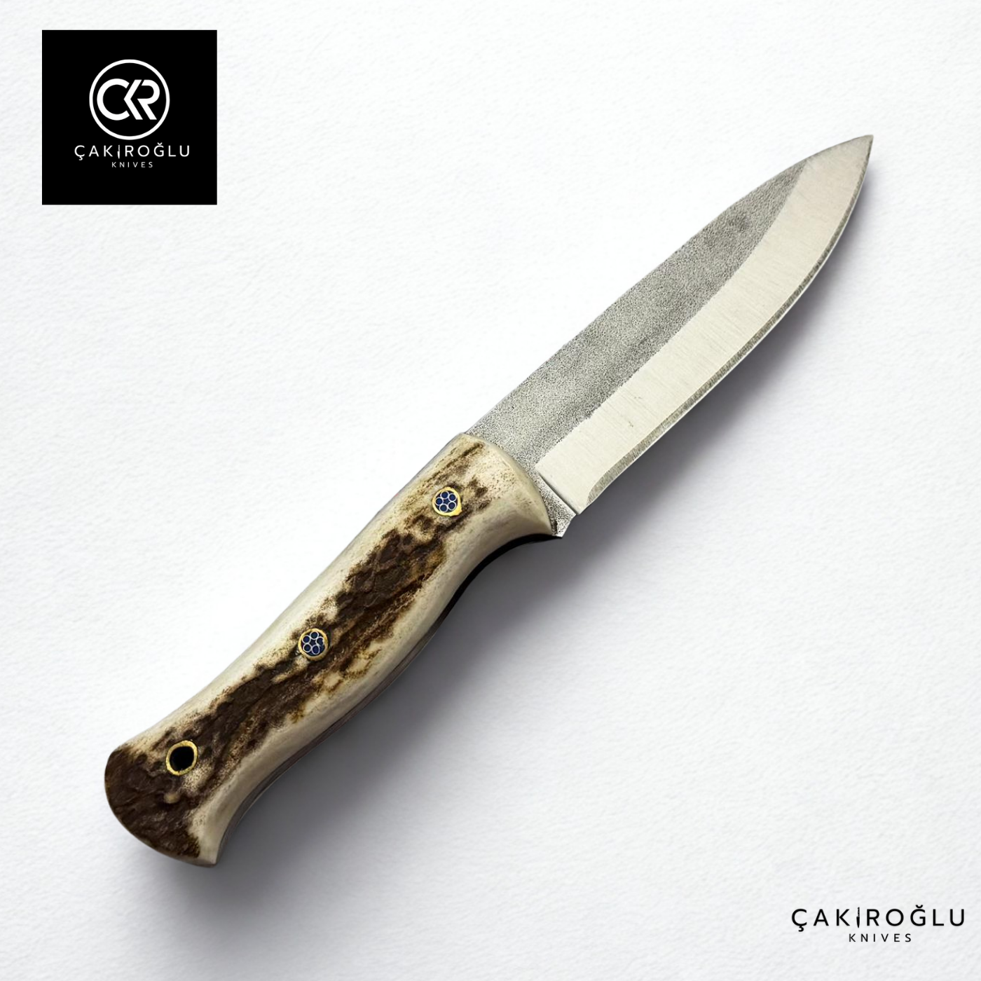 Handcrafted Custom-made Bushcraft Hunting Knife & Deer Antler Handle and Magnesium Bar