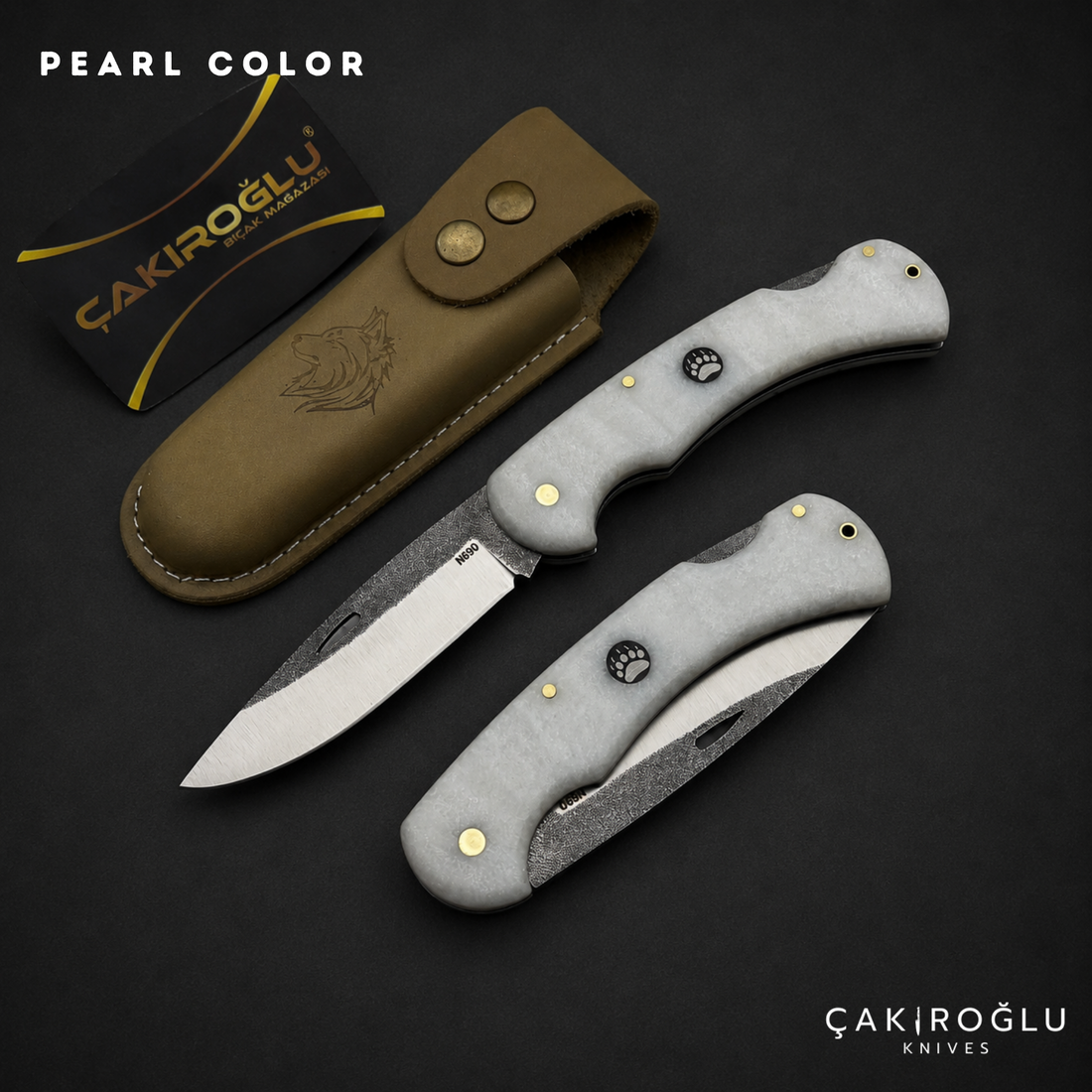 Folding Pocket Knife N690 Steel Handmade EDC Epoxy Handle