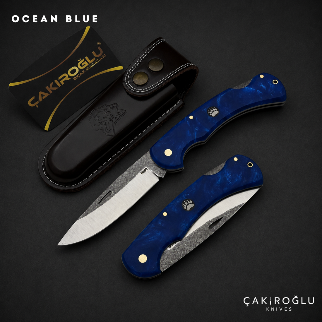 Folding Pocket Knife N690 Steel Handmade EDC Epoxy Handle