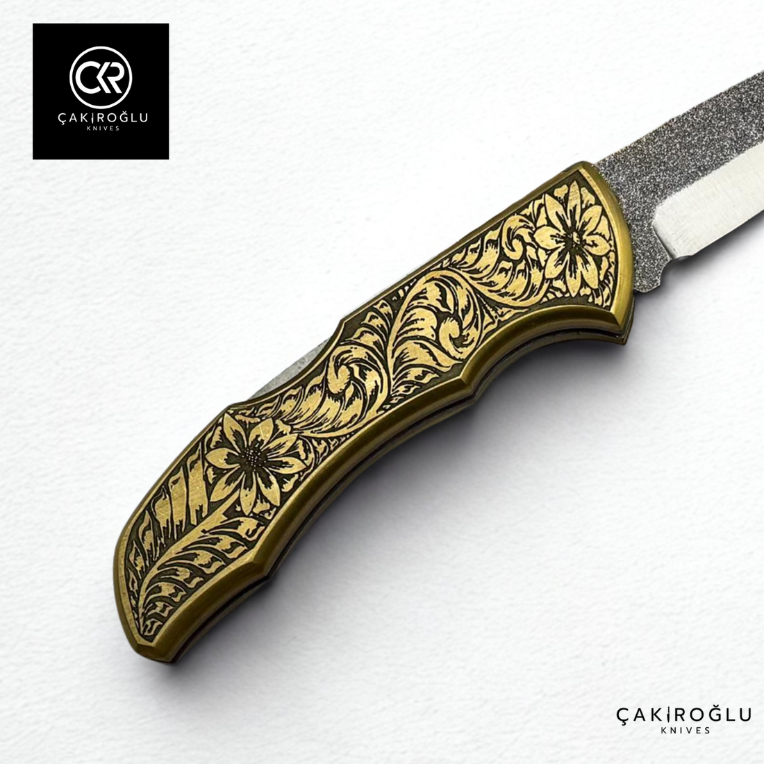 Showy Limited Edition Large Size Handcrafted Custom-made Folding Collectible Knife - N690 Böhler Steel & Engraved Brass Handle