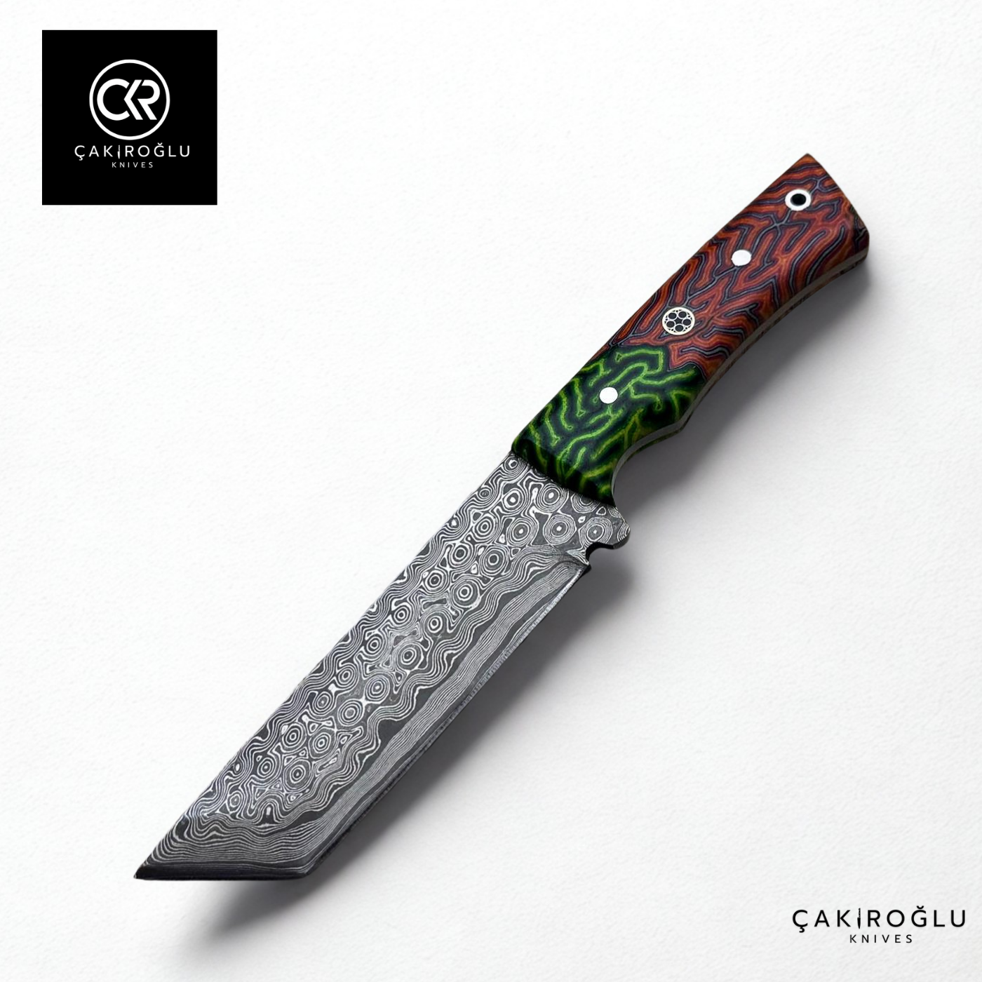 Handcrafted Custom-made Damascus Steel & G-carta Handle Tanto Model Hunting Knife