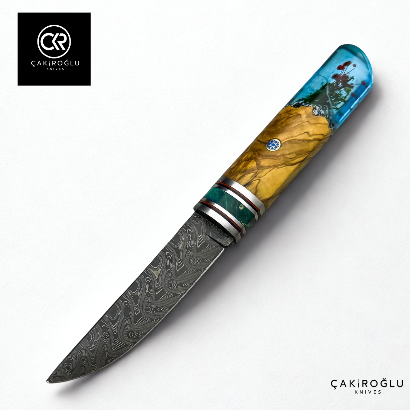 Handcrafted Damascus Steel Puukko - Epoxy Hybrid Handle