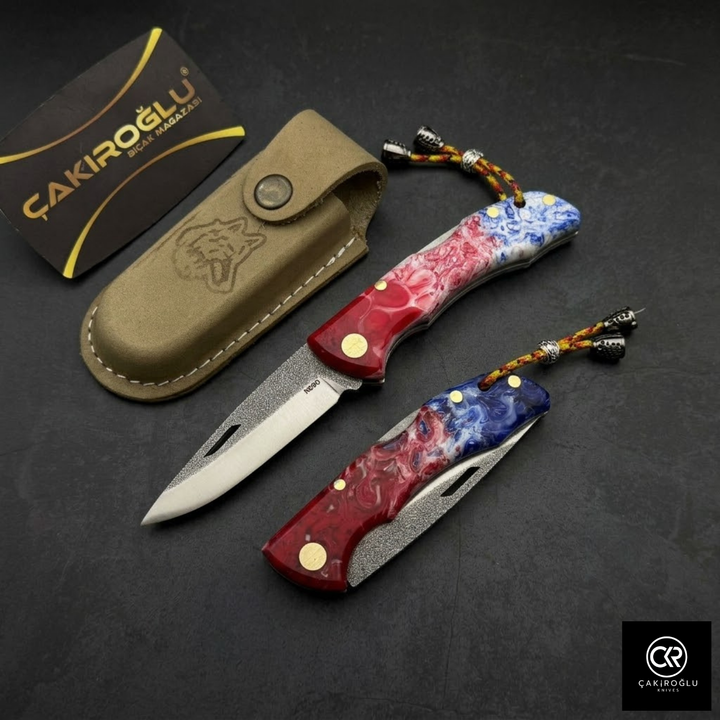Showy Series Epoxy Version Handcrafted Custom Folding Knife - N690 Böhler Steel