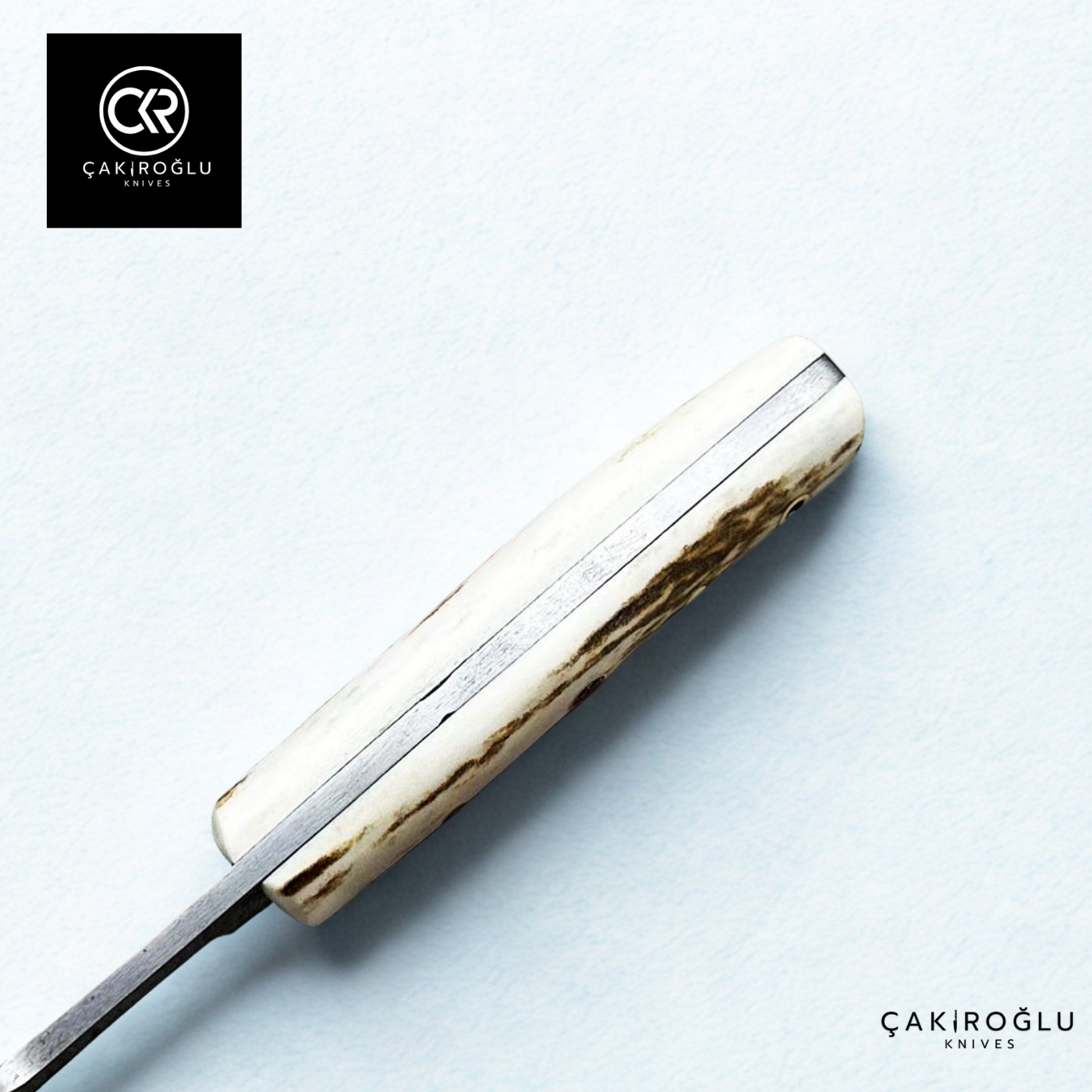 Handcrafted Custom-made Damascus Steel & Deer Antler Handle Hunting Knife