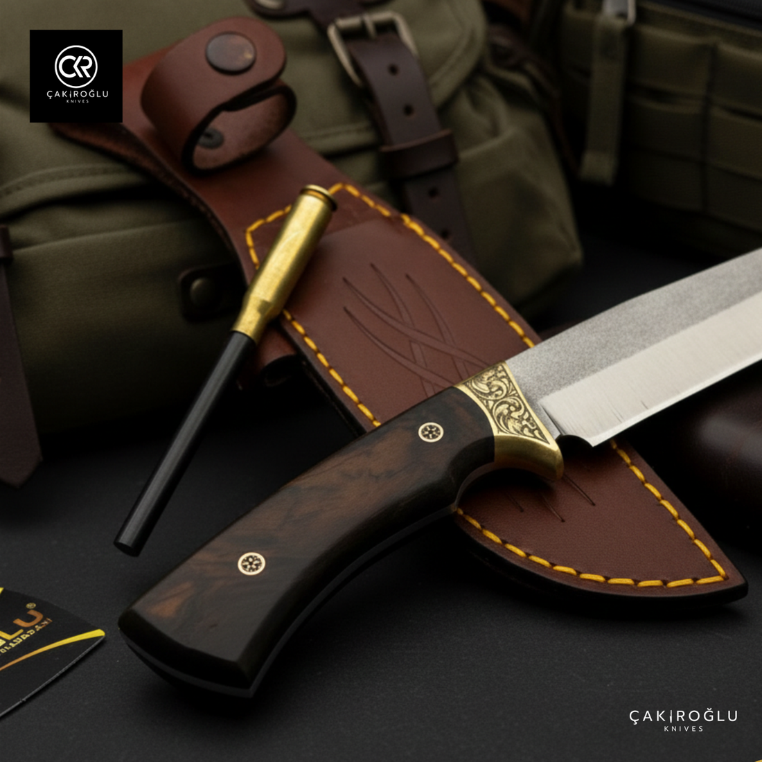 Handcrafted Custom-made Hunting Knife with Magnesium Bar