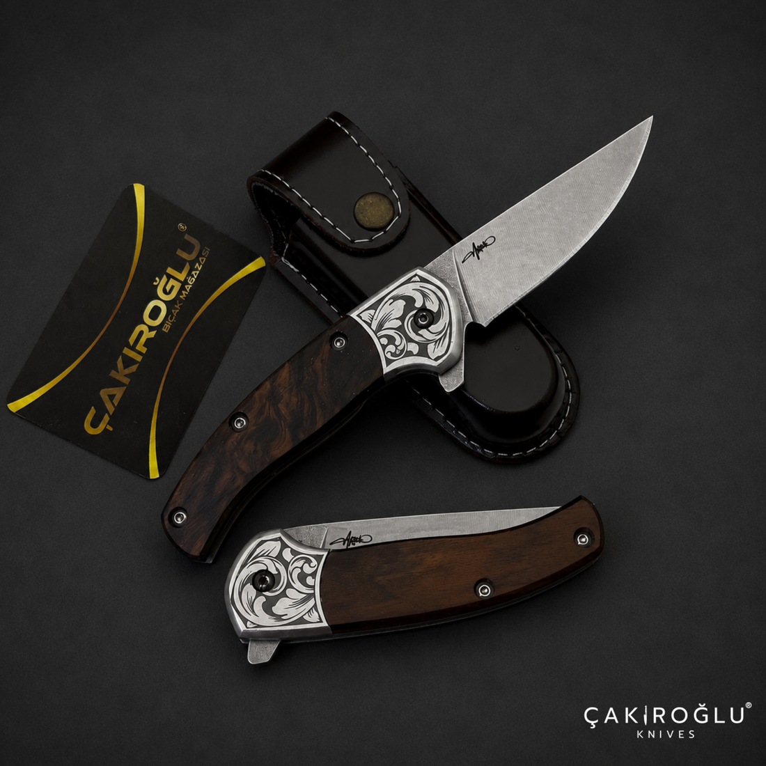 Handmade Custom Pocket Folding Knife with Sheath