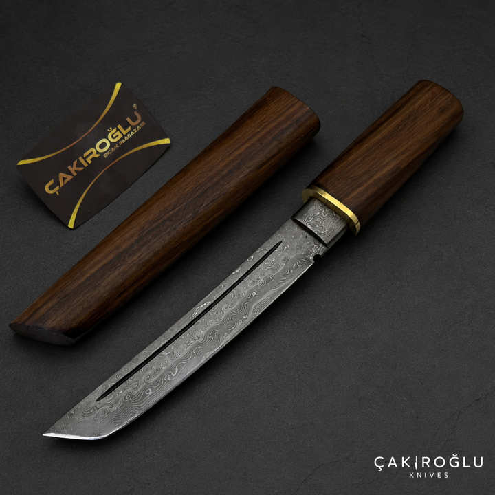 Handmade Damascus Steel Tanto Knife: Real Samurai Tanto, Wakizashi Sword